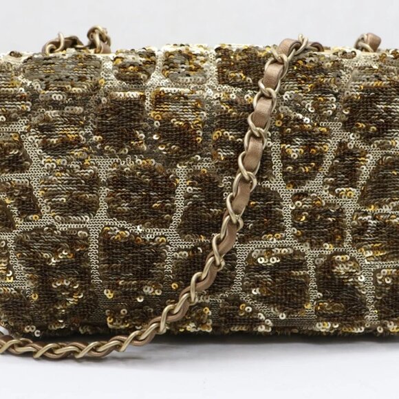 Chanel Small Sequin Quilted Single Flap Gold - Picture 11 of 12